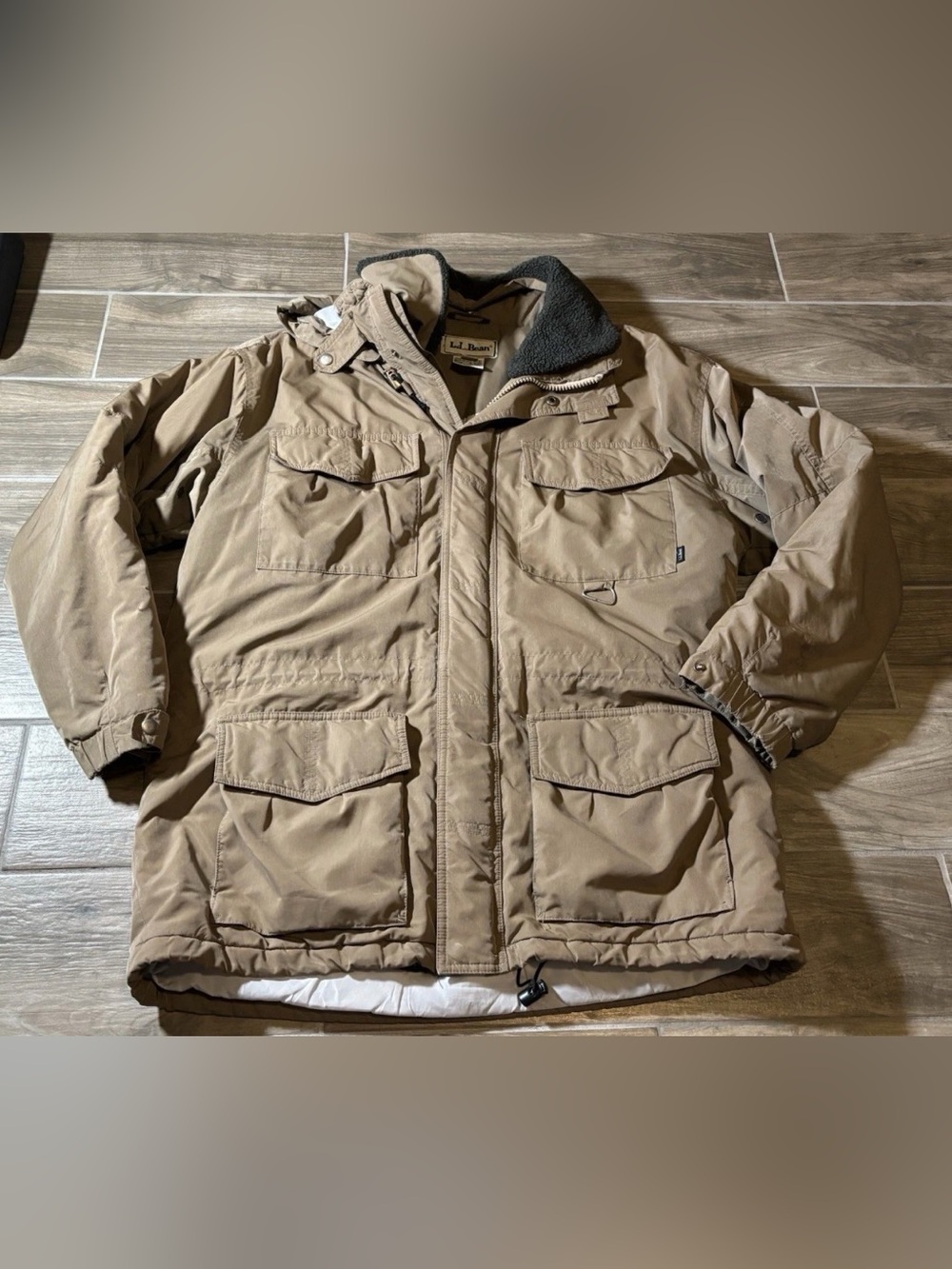 L.L.Bean Field Jacket Mens Large Vintage Barn Coat Canvas Corduroy Collar Chore